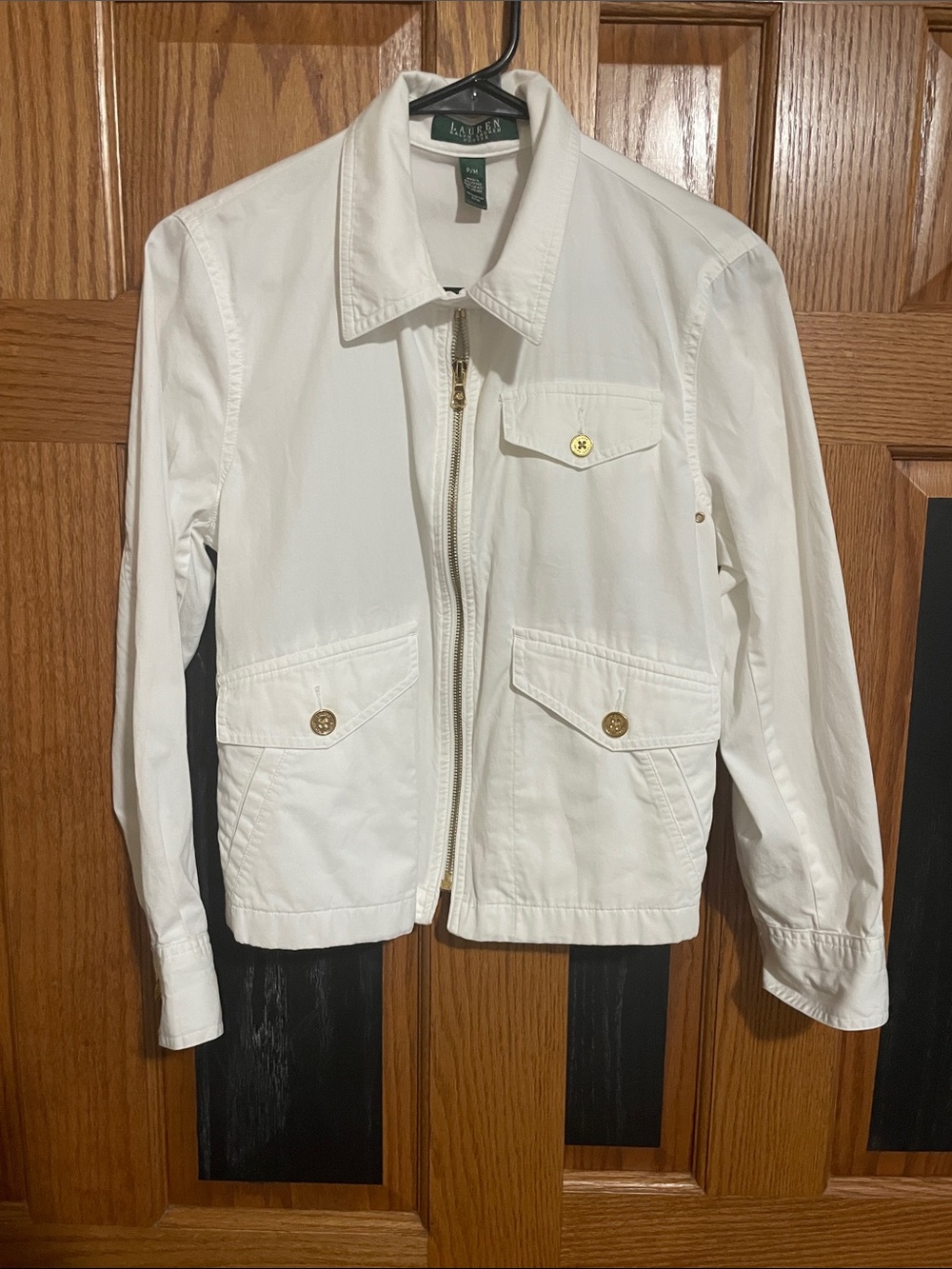 Ralph Lauren White Cotton Utility Zip Jacket